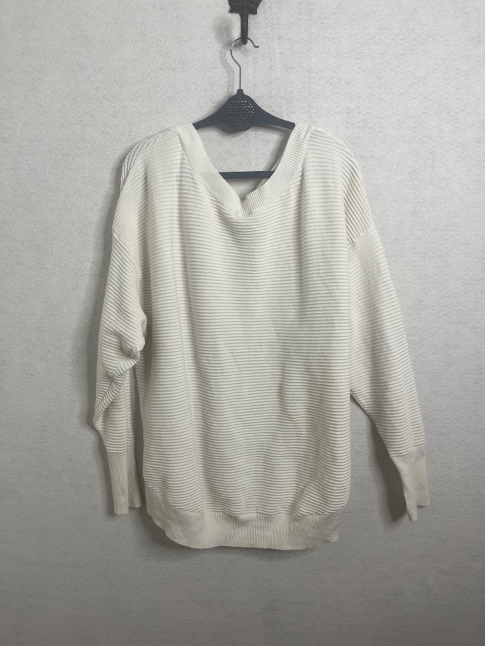 Offline by Aerie Cream Ribbed Oversized Sweatshirt Long Sleeve Cozy Pullover XL - Picture 2 of 3